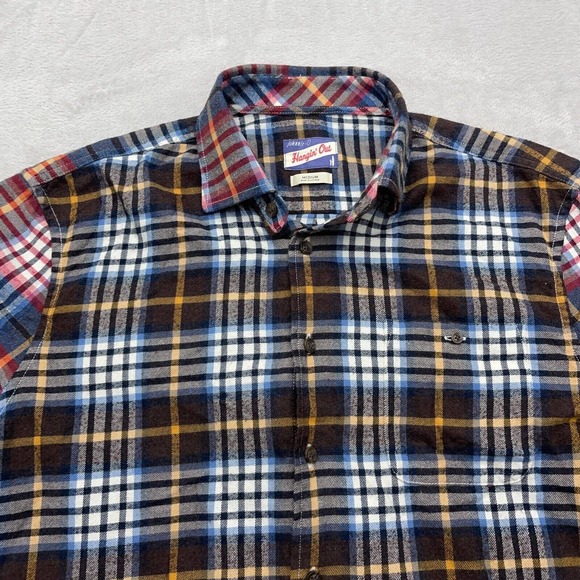 JONNIE-O Hangin Out Shirt Men's Medium Brown Black White Plaid Flannel Button Up - Picture 6 of 9